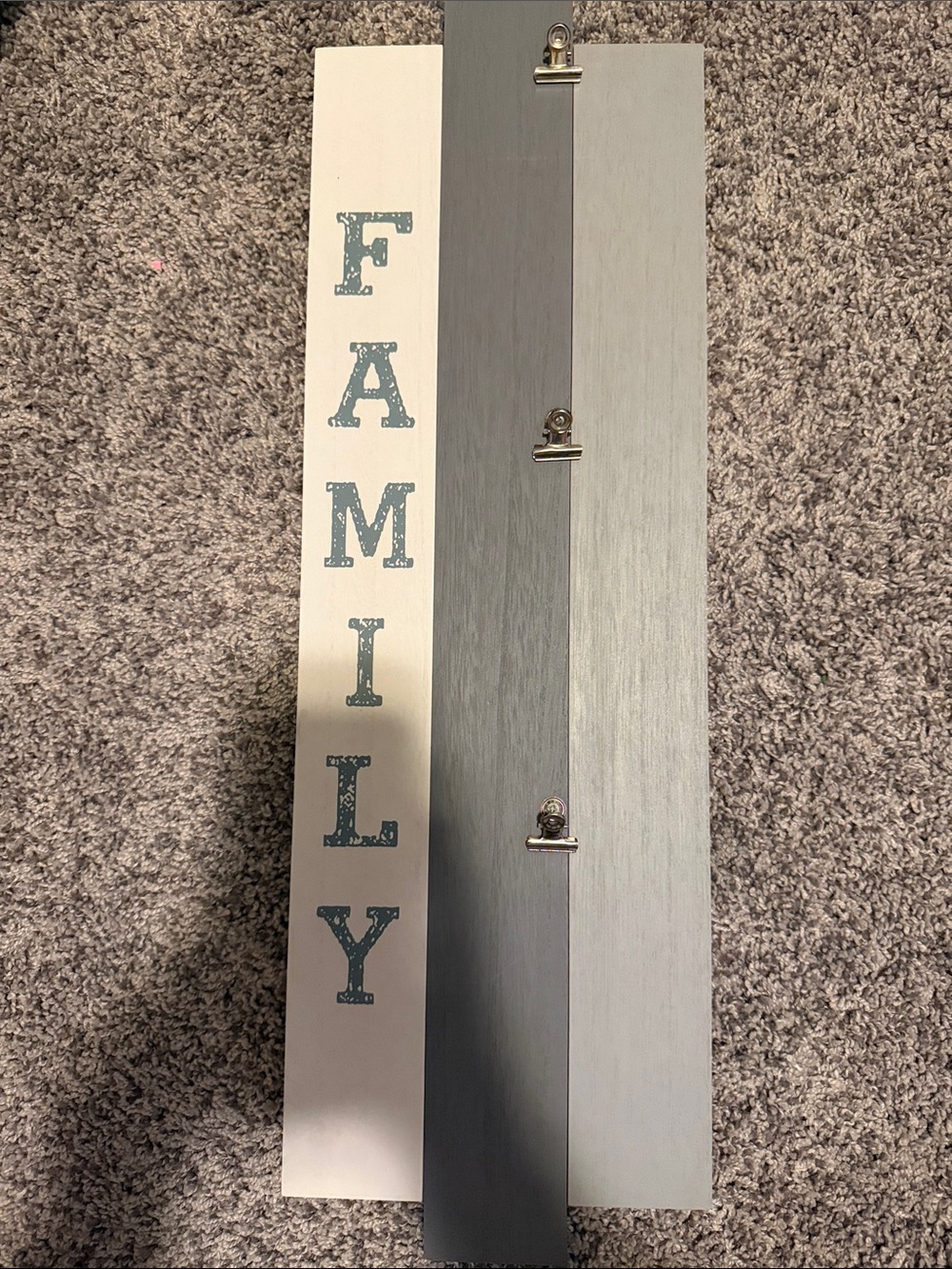 Better Homes And Gardens Vertical FAMILY Photo Clip Sign in White and Gray